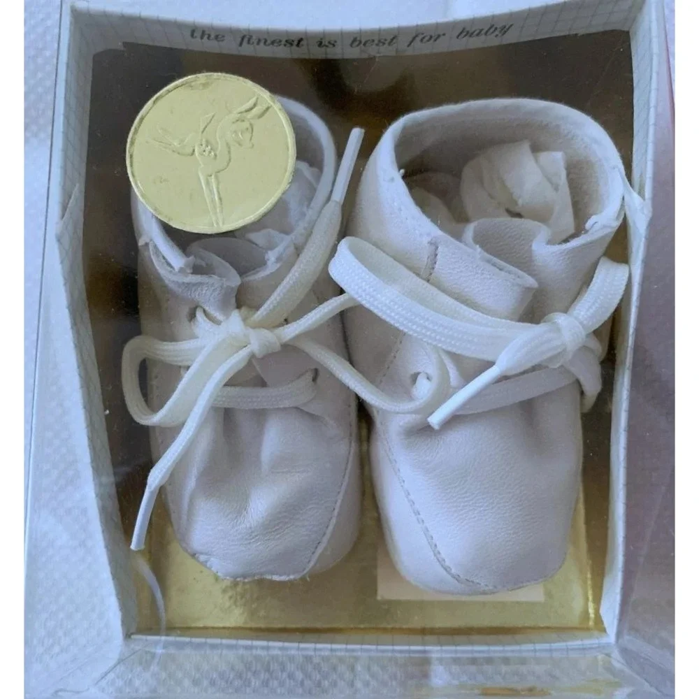 3 pr 1960s Baby Child Toddler Shoes Kid Leather Fabric Socks Orig Pkgs GUC Vtg